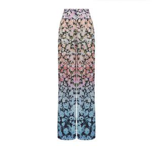 Reiss Wide Leg Trouser Pants High Rise Ombré Floral Print Beach Loungewear 14